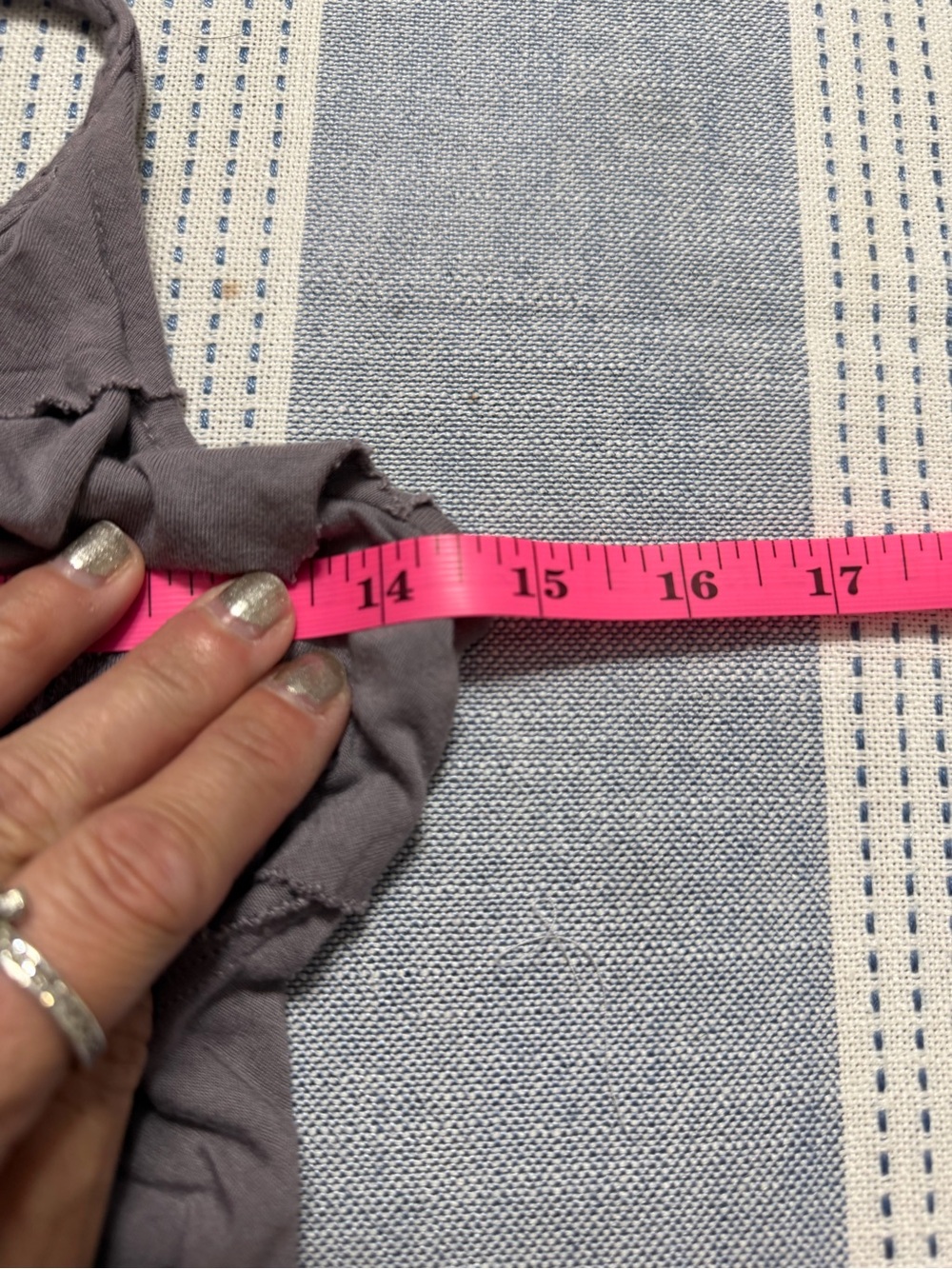 GUESS Georgina Ruffle Top- Gray-Lavender - Picture 6 of 9